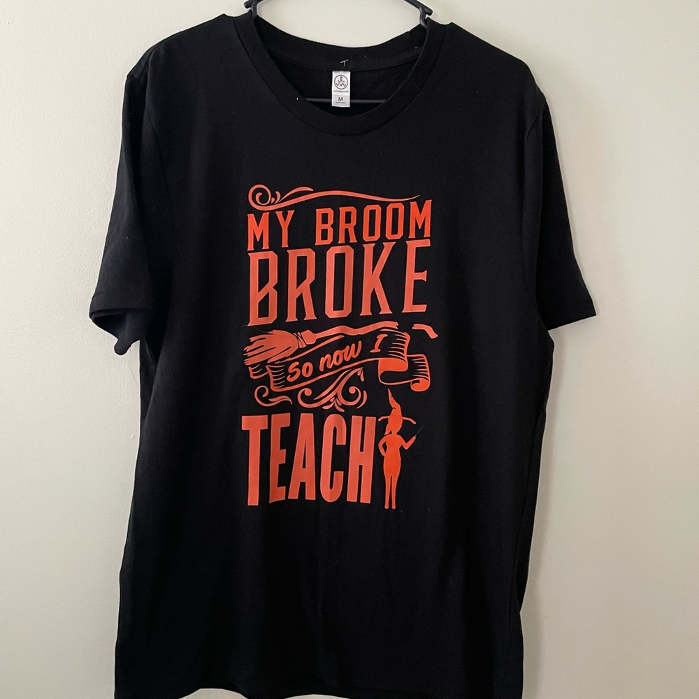 Black T-Shirt with Orange Graphic